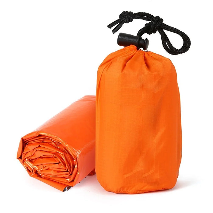 2 PCS Emergency Blanket with Compression Sack Lightweight Water-resistant Portable Sleeping Bag for Camping Travel Hiking - Orange - 5