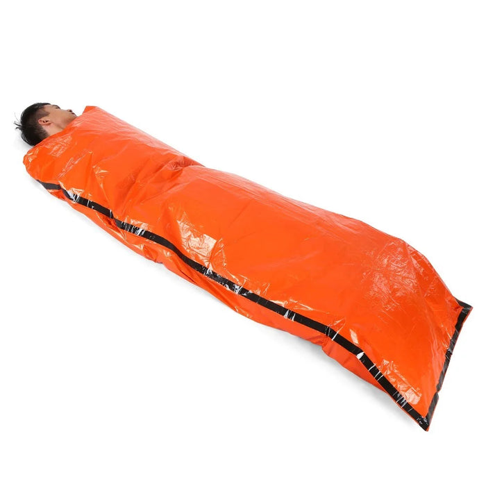 2 PCS Emergency Blanket with Compression Sack Lightweight Water-resistant Portable Sleeping Bag for Camping Travel Hiking - Orange - 6