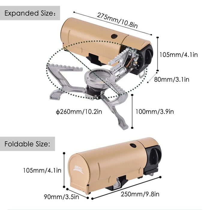 BRS 2670W Camp Stove Butane Gas Stove with Storage Pouch Folding Gas Furnace for Outdoor Hiking Cooking - Green - 2