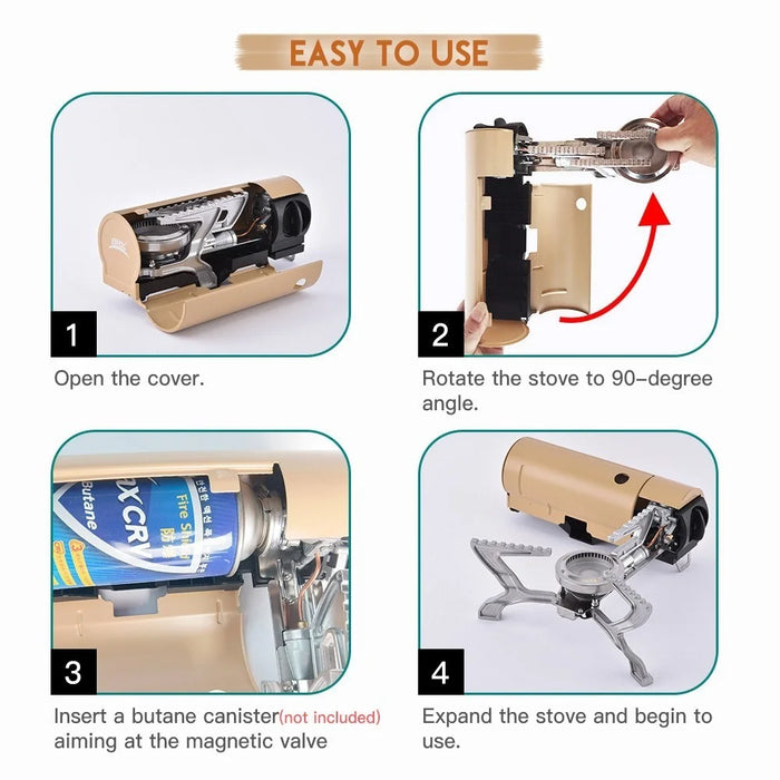 BRS 2670W Camp Stove Butane Gas Stove with Storage Pouch Folding Gas Furnace for Outdoor Hiking Cooking - Green - 3