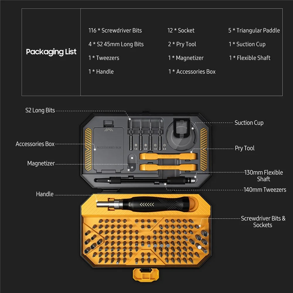 JAKEMY JM-8183 145-in-1 Screwdriver Bit Combination Set Manual Multi-purpose Tool with Slotted / Torx Bits Tweezers - 5