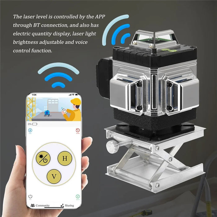 Laser Level 16 Lines Green Laser Level 3-degree Self Leveling Tool with Horizontal and Vertical Oblique Line - EU Plug - 4