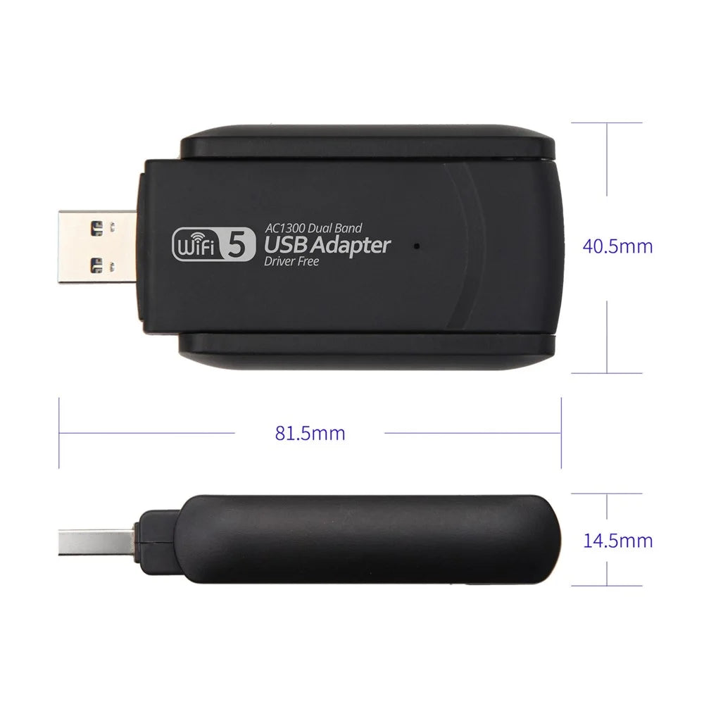 Wireless USB WiFi Adapter Dual Band WiFi Dongle Wireless Adapter 1300Mbps Lan USB Ethernet 2.4G 5G WiFi Network Card Adapter - 4