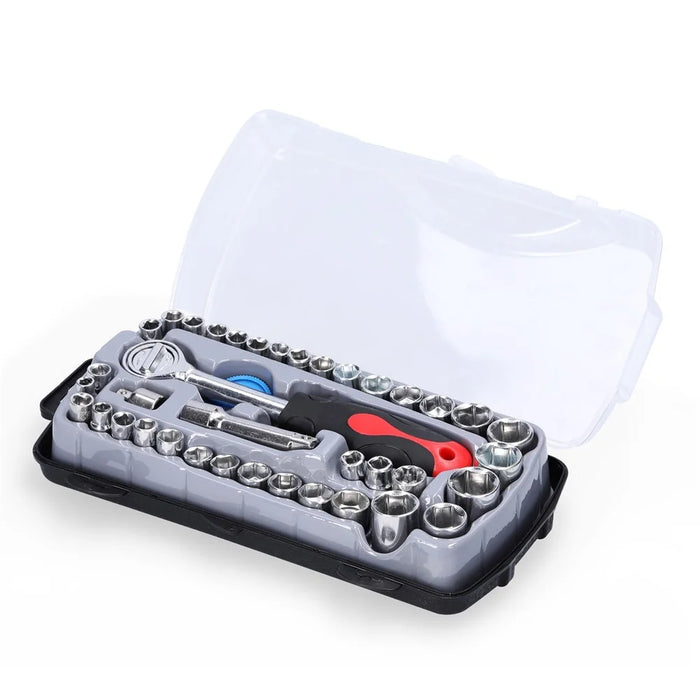 40Pcs Drive Socket Set Hexagonal Socket Ratchet Wrench Set Motorcycle Bicycle Automotive Repair Household Hardware Tools - 6