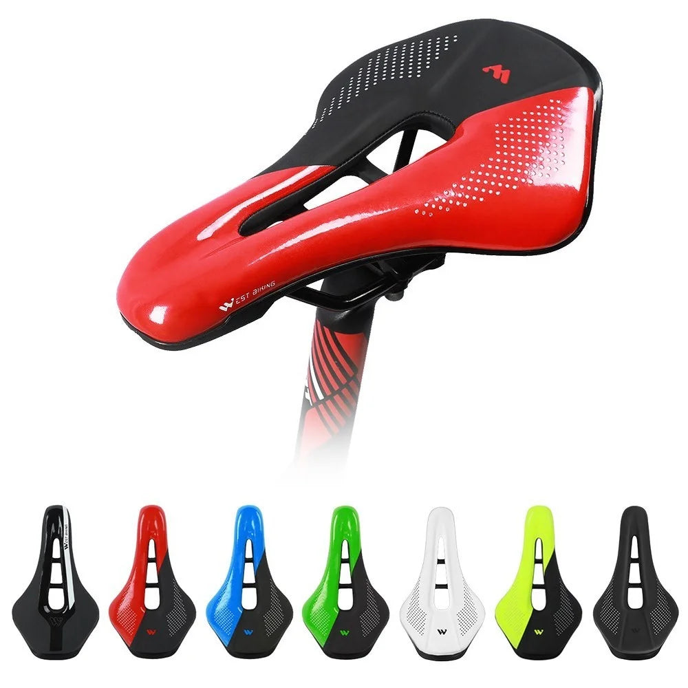 WEST BIKING Bike Saddle Bicycle Saddle Replacement  Soft PU Leather Hollow Seat Cushion for MTB Mountain Bike Road Bike - Black / Blue - 2