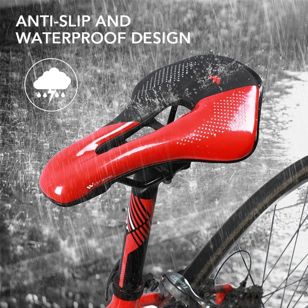 WEST BIKING Bike Saddle Bicycle Saddle Replacement  Soft PU Leather Hollow Seat Cushion for MTB Mountain Bike Road Bike - Black / Blue - 4