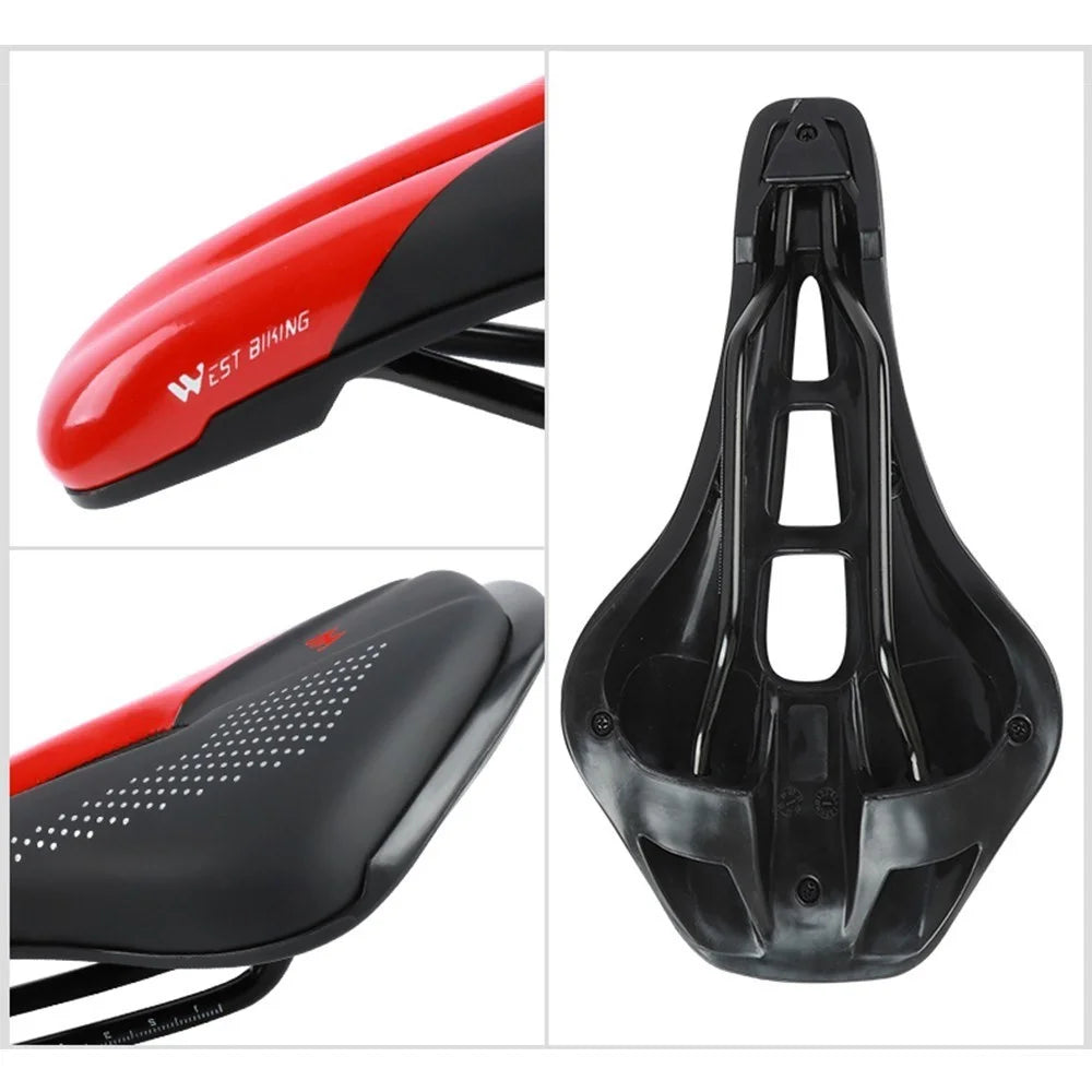 WEST BIKING Bike Saddle Bicycle Saddle Replacement  Soft PU Leather Hollow Seat Cushion for MTB Mountain Bike Road Bike - Black / Blue - 6