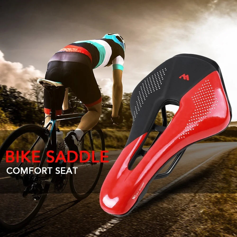 WEST BIKING Bike Saddle Bicycle Saddle Replacement  Soft PU Leather Hollow Seat Cushion for MTB Mountain Bike Road Bike - Black / Blue - 7