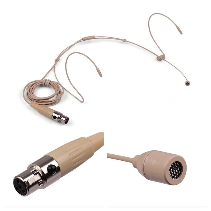 Foldable Headset Microphone Condenser Double Over Ear Earset Headworn Mic 4-pin Mini XLR Plug for Wireless System Bodypack Transmitter - Type 4 - 7