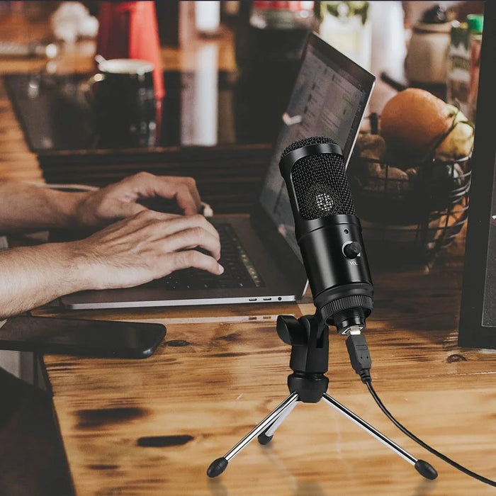 USB Microphone Condenser Desktop Metal Tripod Stand Kit Studio Mic for Streaming, Podcasting, Vocal Recording - 2