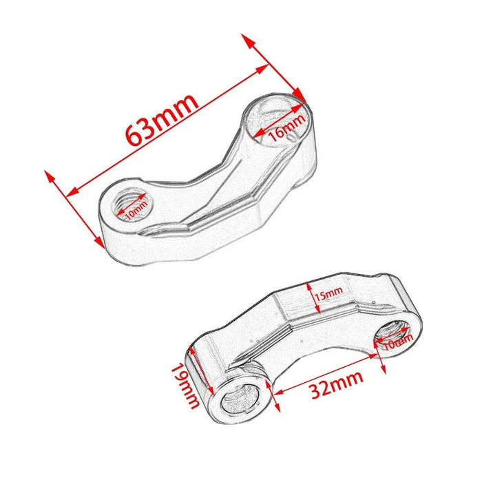 2Pcs Mirror Mount Risers 10mm Motorcycle Mirror Riser Extender Adapter Kit Riser Mount Extender - 4