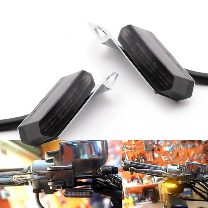 2Pcs Flowing Handlebar LED Turn Signals Mini Motorcycle Blinkers Brake Clutch Marker Light Front Running Light - 5