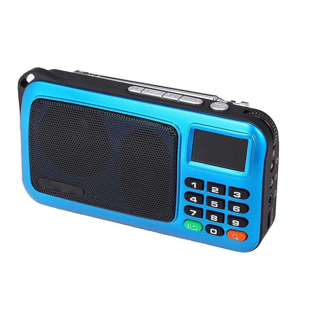 ROLTON W405 FM Digital Radio Portable USB Wired Computer Speaker HiFi Stereo Receiver Support TF Music Play Flashlight - Blue - 1