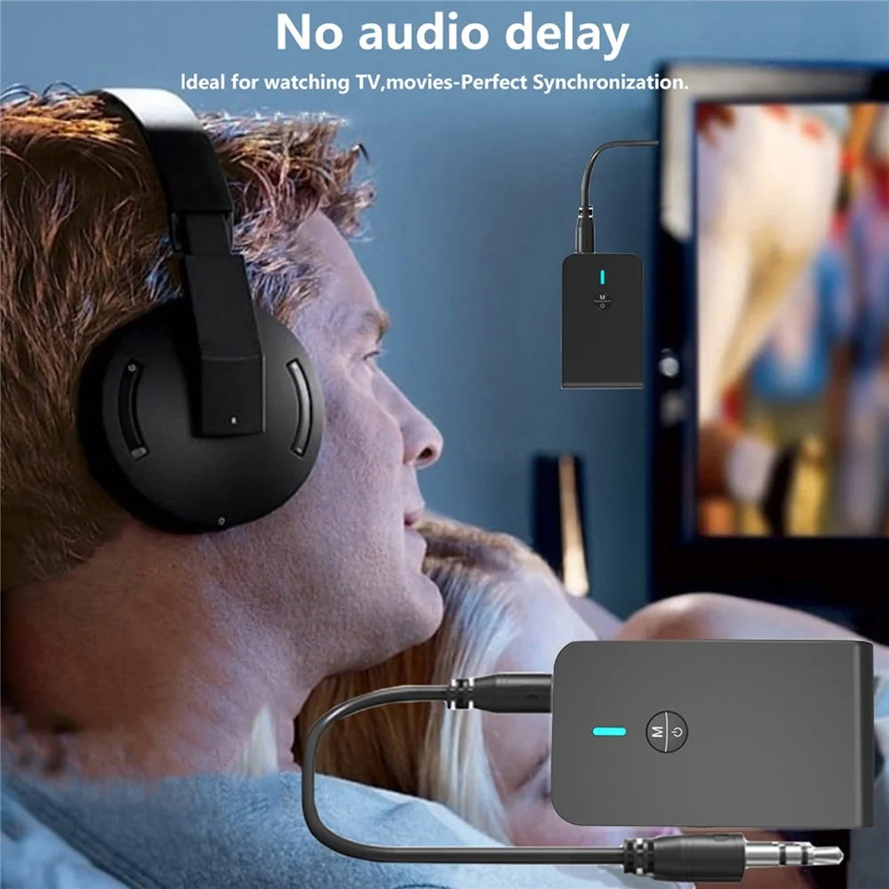BT-6 2-in-1 Bluetooth-compatible 5.0 Transmitter Receiver Portable Wireless Adapter  3.5mm AUX Music Sender Receiver for TV PC Headphones Home Sounds System - 2