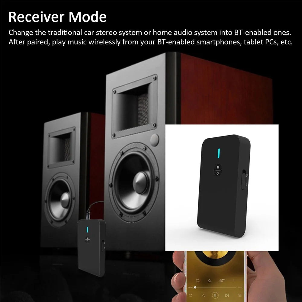 BT-6 2-in-1 Bluetooth-compatible 5.0 Transmitter Receiver Portable Wireless Adapter  3.5mm AUX Music Sender Receiver for TV PC Headphones Home Sounds System - 6