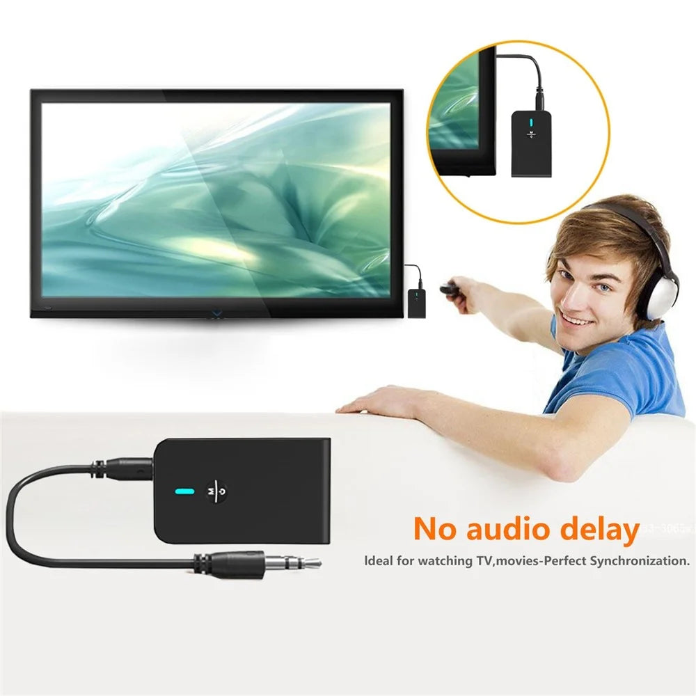BT-6 2-in-1 Bluetooth-compatible 5.0 Transmitter Receiver Portable Wireless Adapter  3.5mm AUX Music Sender Receiver for TV PC Headphones Home Sounds System - 7
