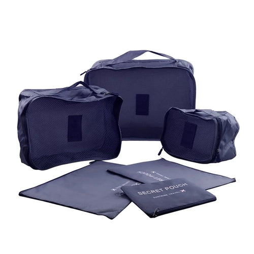 6 Pcs/Set Square Travel Luggage Storage Bags Clothes Organizer Pouch Bag - Dark Blue - 1