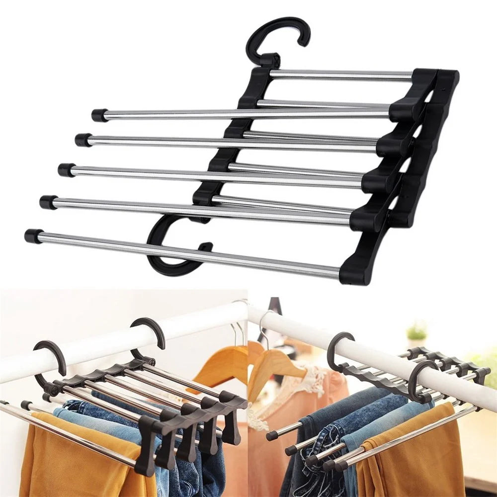 1pc Closet Organizer Trouser Pants Ties Scarf Shawl Rack Hanger Space Saving Organizer - 1