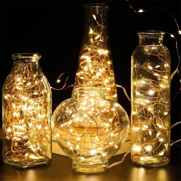 DC6V 10m / 33ft 100LED Copper Wire String Fairy Light Xmas Wedding Party Garden Indoor Outdoor Decor - Warm White Light - 3
