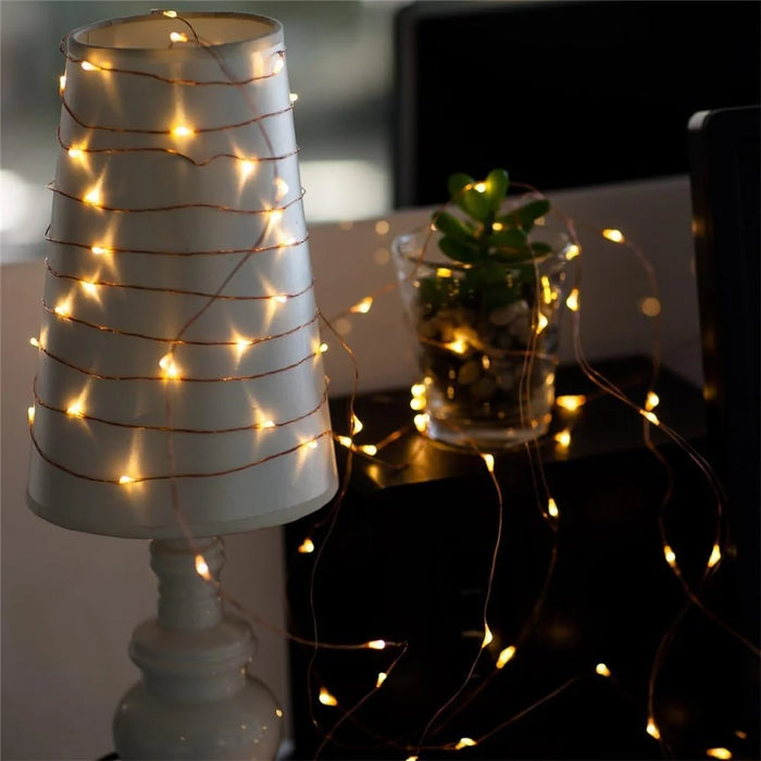 DC6V 10m / 33ft 100LED Copper Wire String Fairy Light Xmas Wedding Party Garden Indoor Outdoor Decor - Warm White Light - 5