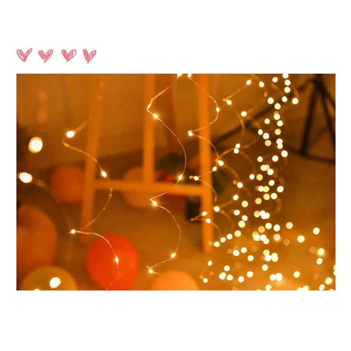 DC6V 10m / 33ft 100LED Copper Wire String Fairy Light Xmas Wedding Party Garden Indoor Outdoor Decor - Warm White Light - 7