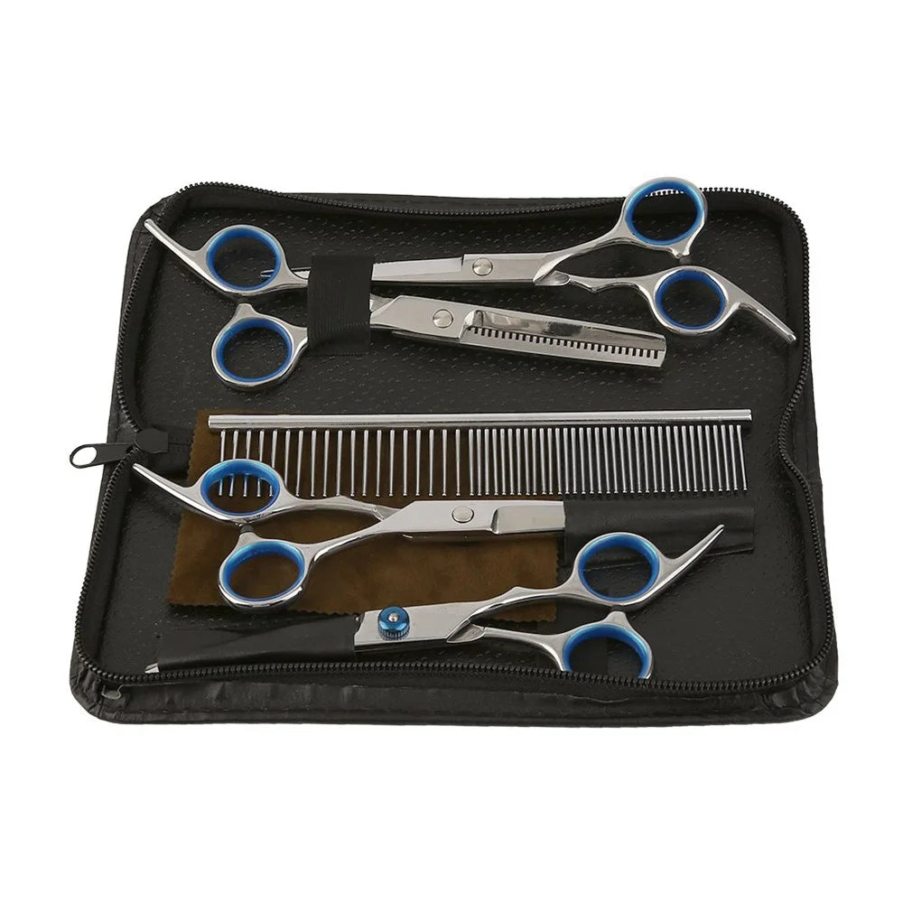 6PCS/Set Professional Pets Grooming Scissors Set Shears Hairdressing Haircut Tools Kit - 1