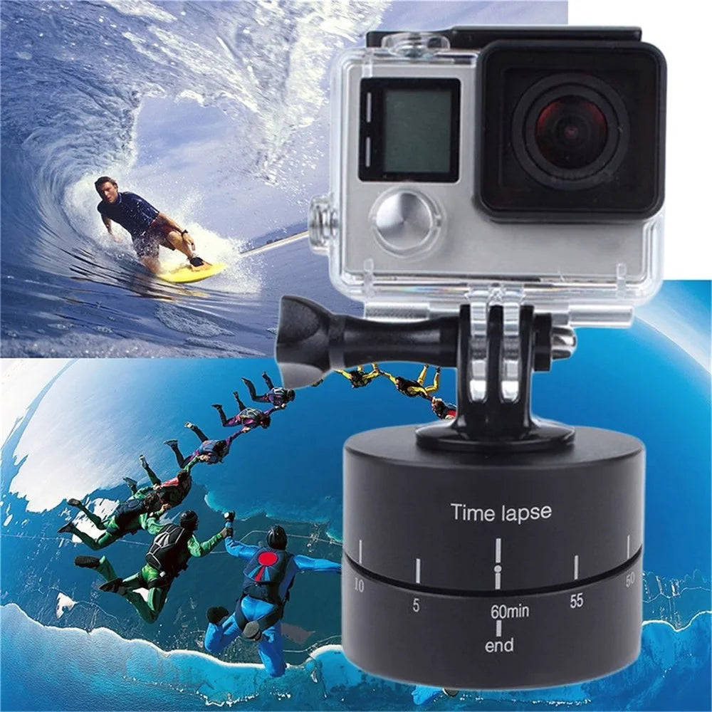 Time Lapse 360 Degree Auto Rotate Camera Platform Tripod Head Base for GoPro Hero 6/5/4/3, Xiaoyi Action Camera - 1