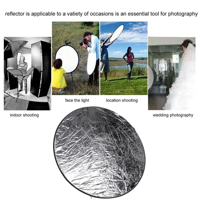 60cm 5 in 1 Round Photography Studio Light Reflector Collapsible Disc Reflector Set - 3