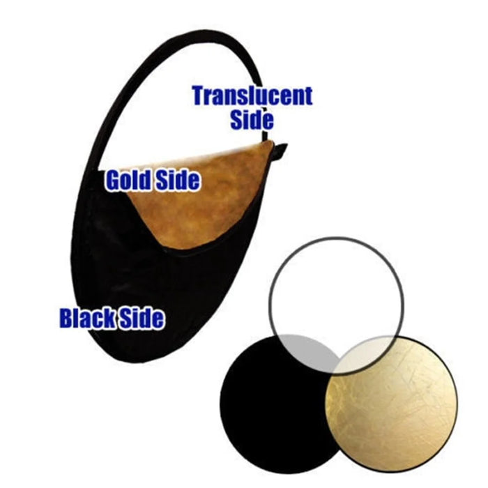 60cm 5 in 1 Round Photography Studio Light Reflector Collapsible Disc Reflector Set - 4