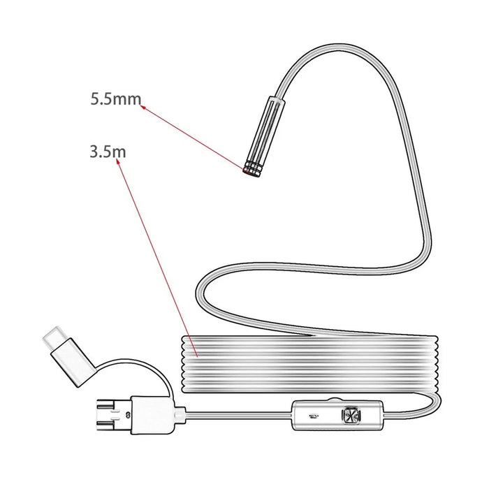 102 Android 5.5mm Micro USB + Type-C + USB 3-in-1 Waterproof Computer Endoscope - Cable Length: 3.5m - 6