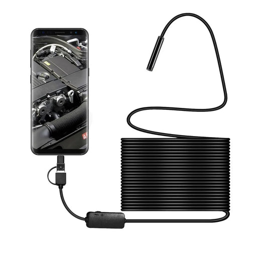 8MM Micro USB/Type-C/USB 3-in-1 HD Endoscope Waterproof Borescope Tube Camera with 8 White LED Lights - 10m Flexible Wire - 2