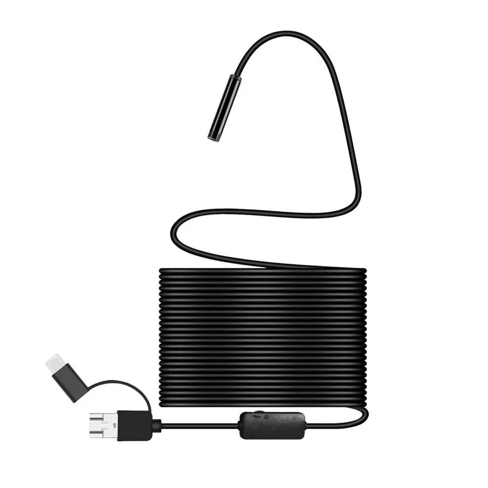 8MM Micro USB/Type-C/USB 3-in-1 HD Endoscope Waterproof Borescope Tube Camera with 8 White LED Lights - 10m Flexible Wire - 7
