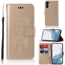 For Samsung Galaxy S23 5G Global Wind Chime Owl Embossing Pattern Leather Phone Case
