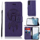 For Samsung Galaxy S23 5G Global Wind Chime Owl Embossing Pattern Leather Phone Case