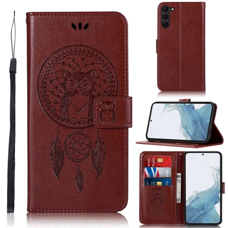 For Samsung Galaxy S23 5G Global Wind Chime Owl Embossing Pattern Leather Phone Case