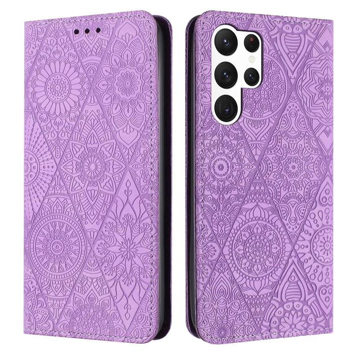 For Samsung Galaxy S23 Ultra 5G Ethnic Embossed Adsorption Leather Phone Case