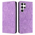 For Samsung Galaxy S22 Ultra 5G Ethnic Embossed Adsorption Leather Phone Case