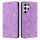 For Samsung Galaxy S22 Ultra 5G Ethnic Embossed Adsorption Leather Phone Case