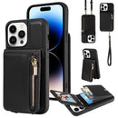 For iPhone 14 Pro Crossbody Lanyard Zipper Wallet Leather Phone Case