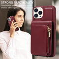 For iPhone 15 Pro Crossbody Lanyard Zipper Wallet Leather Phone Case