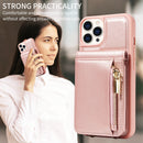 For iPhone 15 Pro Crossbody Lanyard Zipper Wallet Leather Phone Case