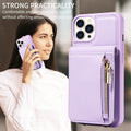 For iPhone 15 Pro Crossbody Lanyard Zipper Wallet Leather Phone Case