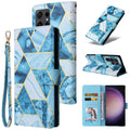 For Samsung Galaxy S24 Ultra 5G Marble Bronzing Stitching Leather Phone Case