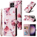 For Samsung Galaxy S24 Ultra 5G Marble Bronzing Stitching Leather Phone Case