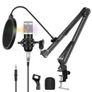 PULUZ Studio Broadcast Condenser Microphone with Arm & Mount & USB Sound Card