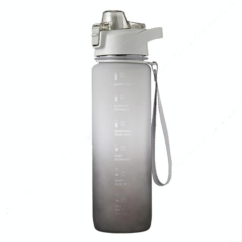 1000ml Large Capacity Gradient ColorsPlastic Sports Water Cup(Silver Gray)
