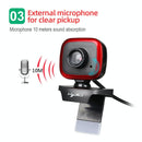 HXSJ A849 480P Adjustable 360 Degree HD Video Webcam PC Camera with Microphone(Black Red)