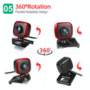 HXSJ A849 480P Adjustable 360 Degree HD Video Webcam PC Camera with Microphone(Black Red)