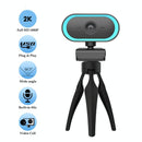 C11 2K Picture Quality HD Without Distortion 360 Degrees Rotate Built-in Microphone Sound Clear Webcams with Tripod(Blue)