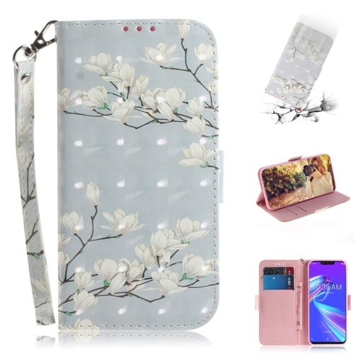 3D Colored Drawing Magnolia Pattern Horizontal Flip Leather Case for Asus Zenfone Max (M2) ZB633KL, with Holder & Card Slots & Wallet